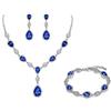 Clearine Gemma Diamante Goccia Matrimonio Sposa Costume Dichiarazione Y-Collana Orecchini Pendenti Set Tennis Bracciale per Donne