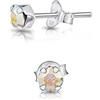 DTPsilver Orecchini Brillantini - Orecchini Punto Luce Argento 925 con Brillanti Colorati di Vero Cristallo 4 mm - Orecchini Donna Punto Luce - Orecchini Piccoli Argento 925 - Orecchini Lobo Donna