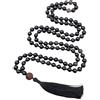 INFINITY GEMS Mala di onice nero fasciato AAA naturale, collana di preghiera, Mala tibetano, Mala annodato da 6 mm, collana di onice nero, Mala di perline da 6 mm, Mala di onice da 108 perline Yoga Mantra Japa Mala