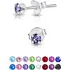 DTPsilver Orecchini Punto Luce Argento 925 - Donna Piccoli Con Brillantini di Vero Cristallo Austriaco - Punti Luce Lobo Colorati