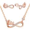 INFINIONLY Collana Bracciale Orecchini da donna ragazza, Parure di gioielli donna in argento 925, collane bracciali orecchini di simbolo infinito con fiore di rosa, zircone intarsiato, oro rosa