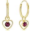 DTPsilver Orecchini Cuore Pendenti Argento 925 Placcati Oro 24K - Orecchini Dorati a Cerchio con Brillantini Punto Luce Colorati - Classici, Eleganti, Anallergici per Pelli Sensibili - Cerchietti Oro 14 mm