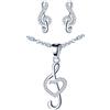CPSLOVE Collane e Orecchini da donna, Set di gioielli in argento 925, Elegante collana di note musicali, Con catena da 45cm, Orecchini con note musicali, Zircone intarsiato, argento