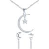 MICMIF Set di Collana e Orecchini con Luna e Stella in Argento 925, Zirconi Parure gioielli da Donna con Mezzaluna per Donne e Ragazze in Occasione di Festa in Casa, Vacanze