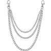 Tiong Catena di pantaloni con clip per chiavi, jeans, cintura, portafoglio, tasca, pantaloni, catene hip-hop, punk, gotico, accessori per uomo e donna, 3-Layer Chains(Silver), metallo no