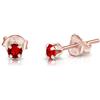 DTPsilver Orecchini Donna Rossi - Orecchini Piccoli Argento 925 Placcati Oro Rosa con Punto Luce 3i Cristallo 3 mm - Orecchini Lovli - Orecchini con Brillantini Colorati - Orecchini Rossi