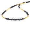 Gemshiner Collana di guarigione con pietre preziose e diamanti grezzi con diamanti neri e gialli con argento 925 placcatura in oro rosa (50 cm)
