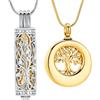 VCCWYQK Collana con urna per ceneri per donne e uomini, cerchio con albero della vita, in acciaio inox, ciondolo commemorativo per ceneri