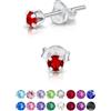 DTPsilver Punto Luce Orecchini Brillantini - Orecchini Donna Rossi con Brillantino di Cristallo 3 mm - Orecchini Donna Piccoli Argento 925 - Orecchini Rossi - Orecchini Colorati - Orecchini a Lobo