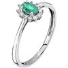 Bluespirit Anello Donna in Oro bianco 750‰, Diamanti, Smeraldo, Collezione Kate, Idea Regalo - P.20U703001306