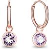 DTPsilver Orecchini a Cerchio Argento 925 Placcati in Oro Rosa con Cristalli Colorati - Orecchini Pendenti Donna - Spessore : 1.5 mm - Diametro: 14 mm