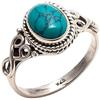Gixaxak Anello da donna con pietra di luna turchese, in argento Sterling 925, taglio ovale, gioiello in stile bohémien naturale, per proposta di compleanno, fidanzamento, festa di fidanzamento