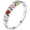 Custom4U Anello Donna Argento S925 1/2/3/4/5 Nome Personalizzato Pietra Portafortuna Pietra Natale Fidanzamento Nozze Famiglia Anello Antiallergico Regalo Compleanno Festa della Mamma