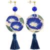 Lebole Maison Orecchini The Tasselled Circle Piccolo Fiore Blu Nappa Blu