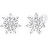 QUKE Women 925 Sterling Silver CZ Crystal Snowflake Shape Pierced Stud Earrings For Women Girls