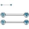 AROWRO Piercing per capezzolo in titanio, unisex, con pietra trasparente, chiusura a vite, 4 pezzi
