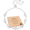 FUNTE Braccialetto in argento Sterling con margherita e biglietto regolabile dell'amicizia, braccialetto in argento per donne, gioielli per compleanno, regalo di Natale per lei/mamma/nipote/nana