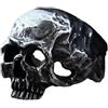 CHABER Anello da Uomo Unico Color Argento con Teschio Anello da Motociclista Punk con Fascia da Motociclista, Gioielli di Moda, Regali per Lui