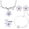 HCMA Set di gioielli in argento 925 Collana di fiori di ciliegio romantico + Orecchini + Anello + Bracciale per le donne Set di gioielli per la festa di nozze