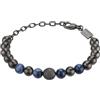 Breil, Collezione B Fence, Bracciale Uomo in Acciaio, con Sfere in pietra, Pratica Chiusura a Moschettone, Idee Regalo Uomo, Lunghezza Regolabile 17.5-22.5 cm