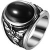 JewelryWe Anello da uomo santo Michele con turchese/occhio di tigre/ossidiana in acciaio inox arcangelo San Michele anello da uomo con sigillo retrò protettore cattolico patrono gioielli
