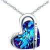 INFINIONLY Collana di cristallo Cuore dell'Oceano, Pendente cuore da donna, in argento 925, Collana di cristalli blu oceano, circondato di cuore irregolare, I love u forever, catena da 45cm