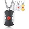 Supcare Medica Collana di Soccorso per Donna Uomo Bambini Anziani, Personalizzabile Ciondoli per Collane con Informazioni in Acciaio, 55+5 cm Catena Argento/Nero/Oro Collana con Confezione Regalo