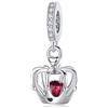 HAEPIAR S925 Sterling Silver Charm per Bracciale Collana Charm Dangle Corona regale, cristallo rosa Regali per donne