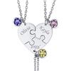Custom4U Collana Personalizzata Puzzle Jigsaw 2/3/4 Pezzi con Pietra Portafortuna Ciondolo Abbinato Set Personalizzato Famiglia/Amicizia/BFF/Coppia