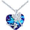 INFINIONLY Collana di cristallo Cuore dell'Oceano, Pendente cuore da donna, in argento 925, Collana di cristalli colorati, circondato da bella farfalla, intarsiato con zircone lucido, catena 45cm