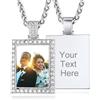 Custom4U Collana Foto Personalizzata Collana Donna Nome Inciso Regalo Comemorativo Collana DIY BFF Scudo/Rettangolo Medaglione in Rame con AAA Zircone 45-75 CM Argento Nero Oro