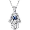 Supcare Hamsa Collana Donna con Occhio Greco, 3 Stili Occhio di Allah Collana Portafortuna Donna in Acciaio, Argento/Nero/Oro Nazar Collana Mano di Fatima con Occhio Turco, Evil Eye Malocchio Amuleto