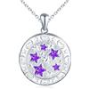 MicLee Collana Ciondoli Foto da Donna in Argento 925 Pendenti Medaglioni de Fotografico Moda Collane Rotonda di Cielo Stellato Ciondolo Apribile Stelle