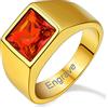 Custom4U Anello con Pietra Portafortuna 12 Mesi Birthstone Colorati Nome Testo Laser Incisione Granato/Ametista/Acquamarina/Alexandnte/Rubino/Topazio Regali Creativi per Uomo Donna Placcato Oro