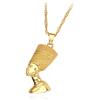 kelistom Collana placcata in oro/argento 18 K con ciondolo della regina egiziana Nefertiti, per donne e uomini, con catena Singapore, gioiello hiphop africano