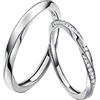 ANAZOZ Anello Coppia Incisione,Anello Argento 925 Fedina Rotondo con Zirconia Cubica Anelli Regolabili Fidanzati Argento