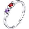 Custom4U Anello Donna Argento S925 1/2/3/4/5 Nome Personalizzato Pietra Portafortuna Pietra Natale Fidanzamento Nozze Famiglia Anello Antiallergico Regalo Compleanno Festa della Mamma