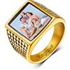 Custom4U Anelli con Foto per Uomo Donna Ragazzo Acciaio Inossidabile/Placcato in Oro/Nero Rotondo/Cuore/Quadrato Anelli Personalizzati con Sigillo Misura IT 09-32 con Confezione Regalo
