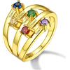 Custom4U Anello Personalizzato Chiuso e Aperto Regolabil 2/3/4/5 Nomi con 12 Pietra Portafortuna Colorata Anello Vero Argento Sterling S925 Antiallergico per Donne Ragazze