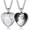 Custom4U Collana Urna a Forma Cuore Albero della Vita per Ceneri Cane Gatto Ciondolo Porta Ceneri Nome/Foto Personalizzata in 316L Acciaio inossidabile Impermeabile