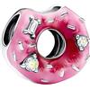 HAEPIAR S925 Sterling Silver Charm per Bracciale Collana Charm Dangle Ciambella rotonda rosa a sorpresa formato morso Regali per donne