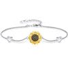 POPLYKE Braccialetto in argento Sterling 925 con cuore e girasole, per ragazze, mamma, figlia, set per 2 gioielli per la festa della mamma