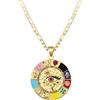 kelistom Collana placcata in oro 14 K con ciondolo rotondo contro il malocchio, per donne e uomini, in stile bohémien, con intarsio di zirconi ojo Hamsa, greco turco, malocchio, collana a catena