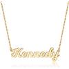 Ursteel Collana con nome personalizzato placcata in oro 14 carati, delicata collana con targhetta con nome, regalo personalizzato per donne, adolescenti