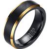 ANAZOZ FEDI Nuziali Incisione Anelli Fidanzamento Uomo,Anello Tungsteno Uomo Anelli Spazzolato Rotondo 6MM Anello Oro Nero Taglia 22(62mm)