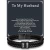 Custom4U Bracciale in Pelle Personalizzato per Uomini, Bracciale Nero Personalizzato per Uomini con Nome Inciso Gioielli Regalo per Lui Per Mio Marito