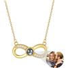 Custom4U Collana Infinito con Foto Personalizzata, Collana Oro per Donne Collana a Proiezione Immagine 40+5cm Catena in Acciaio Inossidabile, Scatola Gioiello Regalo per Moglie, Coppia