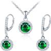 MICMIF Set Gioielli Rotondo Cristallo di Zirconi in Argento 925 per Donna, Orecchini Pendenti Halo Collane con Ciondolo Pietre Portafortuna Bianco Viola Blu Rosa Azzurro Rosso Verde