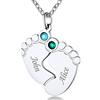 Custom4U Collana Personalizzata Piedi Bambino per Madre 1-5 Collane con Ciondolo Piedi Personalizzata con Cubic Zirconia Birthstone (con Confezione Regalo) in Argento S925