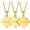 Custom4U Collana Puzzle Jigsaw 2/3/4/5/6/7/8 Pezzi Ciondolo Abbinato Set con Pietra Portafortuna Birthstone Personalizzato Famiglia/Amicizia/BFF/Coppia Gioielli Regalo per Donne Ragazze Mamma